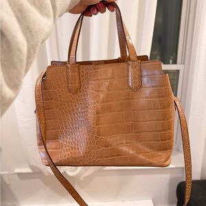 a new day Tan Crocodile-Embossed Satchel